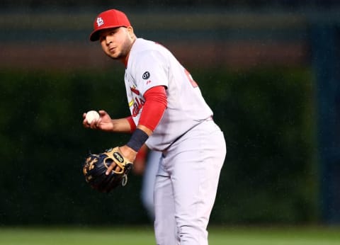 Jul 8, 2015; Chicago, IL, USA; St. Louis Cardinals shortstop Jhonny Peralta against the Chicago Cubs at Wrigley Field. Mandatory Credit: Mark J. Rebilas-USA TODAY Sports