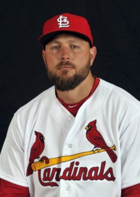 Feb 25, 2016; Jupiter, FL, USA; St. Louis Cardinals left fielder Matt Holliday (7) during photo day at Roger Dean Stadium. Mandatory Credit: Steve Mitchell-USA TODAY Sports