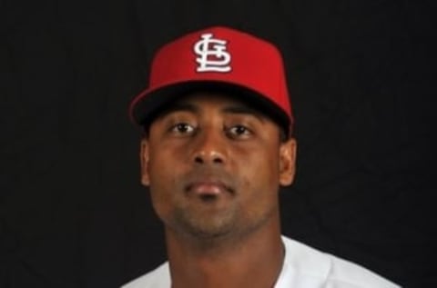 Feb 25, 2016; Jupiter, FL, USA; St. Louis Cardinals catcher Alberto Rosario (89) during photo day at Roger Dean Stadium. Mandatory Credit: Steve Mitchell-USA TODAY Sports