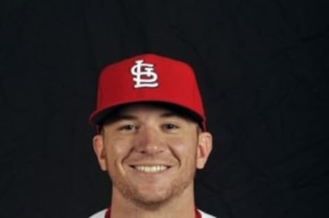 Feb 25, 2016; Jupiter, FL, USA; St. Louis Cardinals starting pitcher Corey Littrell (75) during photo day at Roger Dean Stadium. Mandatory Credit: Steve Mitchell-USA TODAY Sports