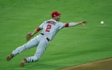 Sep 19, 2016; Arlington, TX, USA; Los Angeles Angels shortstop Andrelton Simmons (2) throws the ball to second base during the third inning against the Texas Rangers at Globe Life Park in Arlington. Mandatory Credit: Jerome Miron-USA TODAY Sports