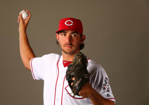 Feb 24, 2016; Goodyear, AZ, USA; Cincinnati Reds pitcher Zack Weiss poses for a portrait during media day at the Reds training facility at Goodyear Ballpark. Mandatory Credit: Mark J. Rebilas-USA TODAY Sports