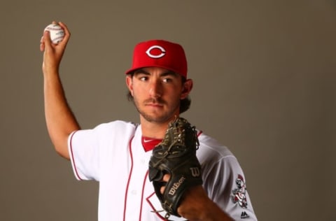 Feb 24, 2016; Goodyear, AZ, USA; Cincinnati Reds pitcher Zack Weiss poses for a portrait during media day at the Reds training facility at Goodyear Ballpark. Mandatory Credit: Mark J. Rebilas-USA TODAY Sports