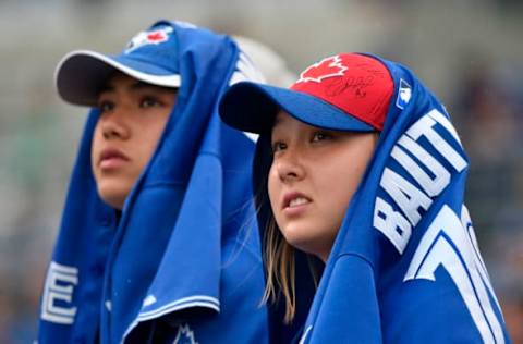 KANSAS CITY, MO – JUNE 25: Toronto Blue Jays’ fans watch their team during a game against the Kansas City Royals in the eighth inning at Kauffman Stadium on June 25, 2017 in Kansas City, Missouri. (Photo by Ed Zurga/Getty Images)