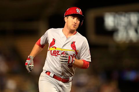 LOS ANGELES, CA – AUGUST 20: Jedd Gyorko #3 of the St. Louis Cardinals rounds second base after hitting a solo homerun during the ninth inning of a game against the Los Angeles Dodgers at Dodger Stadium on August 20, 2018 in Los Angeles, California. (Photo by Sean M. Haffey/Getty Images)