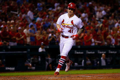 ST. LOUIS, MO – AUGUST 28: Tyler O’Neill #41 of the St. Louis Cardinals crosses home plate after hitting a two-run home run against the Pittsburgh Pirates in the fourth inning at Busch Stadium on August 28, 2018 in St. Louis, Missouri. (Photo by Dilip Vishwanat/Getty Images)