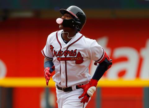 ATLANTA, GA – SEPTEMBER 05: Ronald Acuna Jr. #13 of the Atlanta Braves rounds second base after hitting a solo homer to lead off the first inning against the Boston Red Sox at SunTrust Park on September 5, 2018 in Atlanta, Georgia. (Photo by Kevin C. Cox/Getty Images)