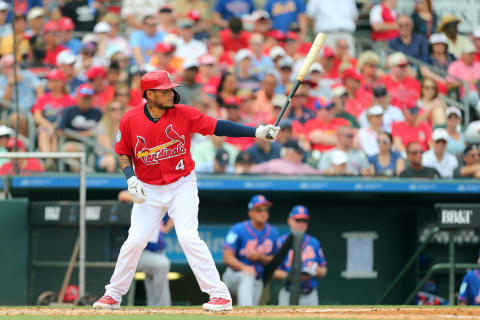 JUPITER, FL – MARCH 14: Yadier Molina #4 of the St. Louis Cardinals in action against the New York Mets during a spring training baseball game at Roger Dean Stadium on March 14, 2019 in Jupiter, Florida. The game ended in 1-1 tie after nine innings of play. (Photo by Rich Schultz/Getty Images)