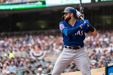 MINNEAPOLIS, MN – JULY 06: Joey Gallo #13 of the Texas Rangers looks on against the Minnesota Twins on July 6, 2019 at the Target Field in Minneapolis, Minnesota. The Twins defeated the Rangers 7-4. (Photo by Brace Hemmelgarn/Minnesota Twins/Getty Images)