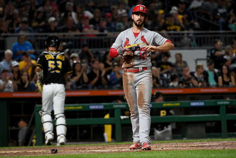 PITTSBURGH, PA – SEPTEMBER 06: Paul DeJong #12 of the St. Louis Cardinals reacts after striking out in the sixth inning during the game against the Pittsburgh Pirates at PNC Park on September 6, 2019 in Pittsburgh, Pennsylvania. (Photo by Justin Berl/Getty Images)