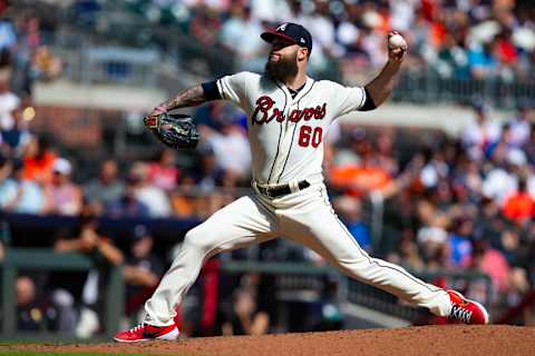 ATLANTA, GA – SEPTEMBER 22: Dallas Keuchel #60 of the Atlanta Braves pitches in the sixth inning of a game against the San Francisco Giants at SunTrust Park on September 22, 2019 in Atlanta, Georgia. (Photo by Carmen Mandato/Getty Images)