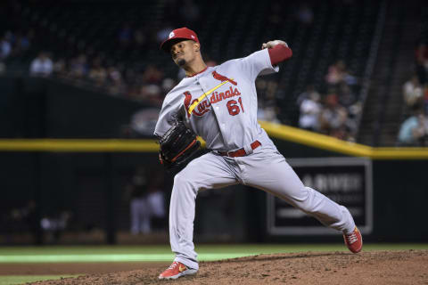 PHOENIX, ARIZONA – SEPTEMBER 25: Genesis Cabrera #61 of the St. Louis Cardinals delivers a pitch in the sixth inning of the MLB game against the Arizona Diamondbacks at Chase Field on September 25, 2019 in Phoenix, Arizona. The Arizona Diamondbacks won 9 to 7. (Photo by Jennifer Stewart/Getty Images)