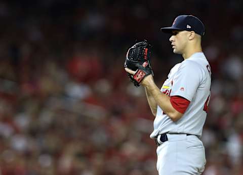 WASHINGTON, DC – OCTOBER 14: Jack Flaherty #22 of the St. Louis Cardinals prepare to pitch against the Washington Nationals during the fourth inning of game three of the National League Championship Series at Nationals Park on October 14, 2019 in Washington, DC. (Photo by Rob Carr/Getty Images)