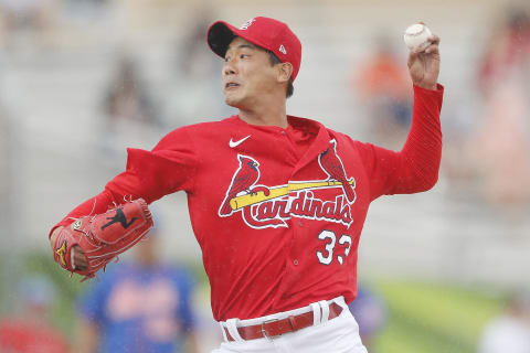 JUPITER, FLORIDA – FEBRUARY 22: Kwang-Hyun Kim #33 of the St. Louis Cardinals in action against the New York Mets during a spring training game at Roger Dean Stadium on February 22, 2020 in Jupiter, Florida. (Photo by Michael Reaves/Getty Images)