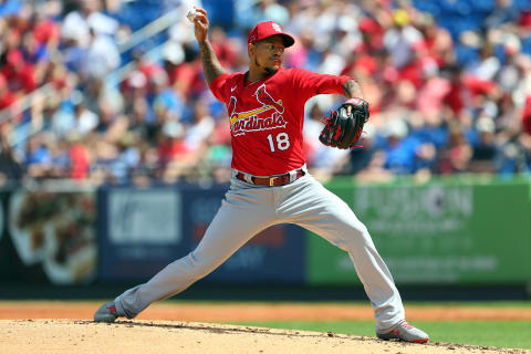 PORT ST. LUCIE, FL – MARCH 11: Carlos Martinez #18 of the St. Louis Cardinals in action against the New York Mets during a spring training baseball game at Clover Park at on March 11, 2020 in Port St. Lucie, Florida. The Mets defeated the Cardinals 7-3. (Photo by Rich Schultz/Getty Images)