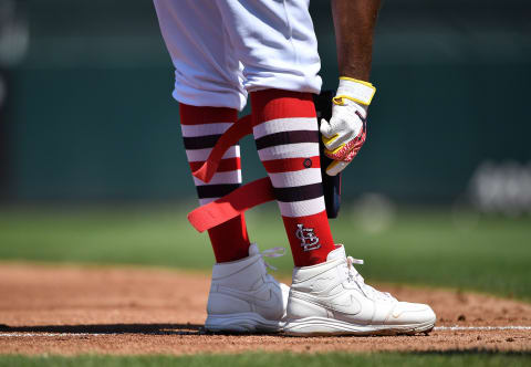 JUPITER, FLORIDA – MARCH 12: Harrison Bader #48 of the St. Louis Cardinals bats during the spring training game against the Miami Marlins at Roger Dean Chevrolet Stadium on March 12, 2020 in Jupiter, Florida. (Photo by Mark Brown/Getty Images)