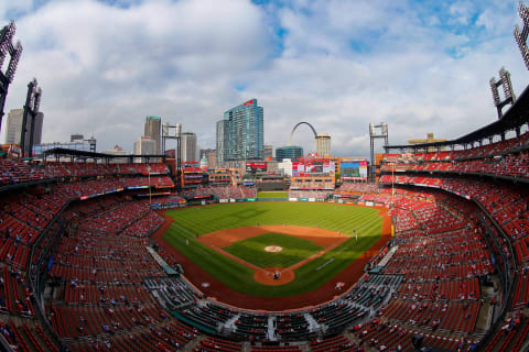 ST LOUIS, MO – APRIL 24: A general view of Busch Stadium during between the St. Louis Cardinals and the Cincinnati Reds on April 24, 2021 in St Louis, Missouri. (Photo by Dilip Vishwanat/Getty Images)