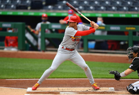 PITTSBURGH, PA – SEPTEMBER 18: Brad Miller #15 of the St. Louis Cardinals in action during the game against the Pittsburgh Pirates at PNC Park on September 18, 2020 in Pittsburgh, Pennsylvania. (Photo by Joe Sargent/Getty Images)