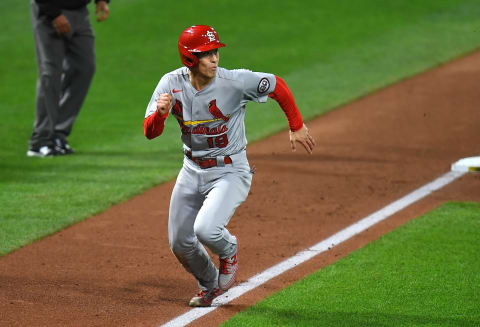 PITTSBURGH, PA – SEPTEMBER 18: Tommy Edman #19 of the St. Louis Cardinals in action during the game against the Pittsburgh Pirates in game two of a doubleheader at PNC Park on September 18, 2020 in Pittsburgh, Pennsylvania. (Photo by Joe Sargent/Getty Images)