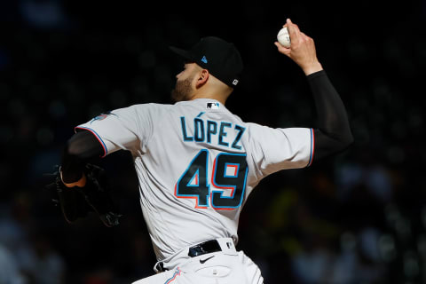 MILWAUKEE, WISCONSIN – OCTOBER 02: Pablo Lopez #49 of the Miami Marlins throws a pitch against the Milwaukee Brewers at American Family Field on October 02, 2022 in Milwaukee, Wisconsin. (Photo by John Fisher/Getty Images)