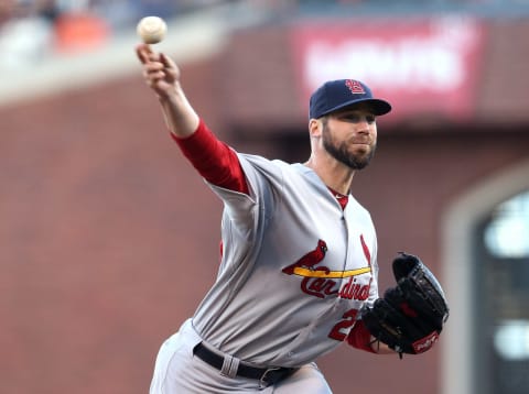 Chris Carpenter of the St. Louis Cardinals pitches against the San Francisco Giants in Game 6 of the NLCS in 2012. (Photo by Ezra Shaw/Getty Images)