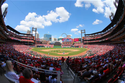 A view of Busch Stadium during a game between the St. Louis Cardinals and the Texas Rangers. (Photo by Dilip Vishwanat/Getty Images)