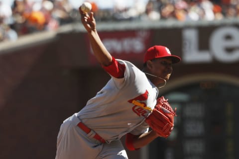 SAN FRANCISCO, CA – SEPTEMBER 18: Alex Reyes #61 of the St. Louis Cardinals delivers the pitch during the fourth inning against the San Francisco Giants at AT&T Park on September 18, 2016 in San Francisco, California. (Photo by Stephen Lam/Getty Images)