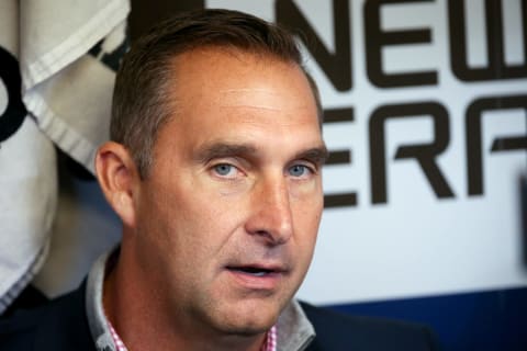 John Mozeliak of the St. Louis Cardinals speaks to the media before the game against the Milwaukee Brewers at Miller Park on April 20, 2017 in Milwaukee, Wisconsin. (Photo by Dylan Buell/Getty Images)