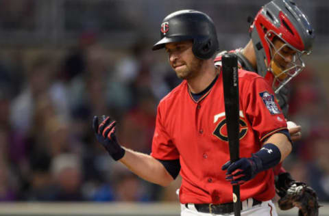 MINNEAPOLIS, MN – JUNE 08: Brian Dozier #2 of the Minnesota Twins reacts to striking out against the Los Angeles Angels of Anaheim during the fifth inning of the game on June 8, 2018 at Target Field in Minneapolis, Minnesota. The Angels defeated the Twins 4-2. (Photo by Hannah Foslien/Getty Images)