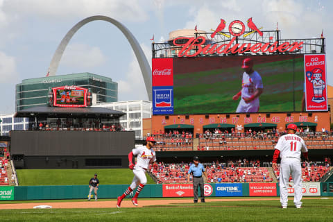 ST. LOUIS, MO – JULY 1: Tommy Pham #28 of the St. Louis Cardinals rounds the bases after hitting a two-run home run against the Atlanta Braves in the seventh inning at Busch Stadium on July 1, 2018 in St. Louis, Missouri. (Photo by Dilip Vishwanat/Getty Images)