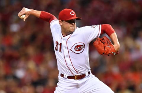 CINCINNATI, OH – JULY 14: Drew Storen #31 of the Cincinnati Reds pitches in the eighth inning against the Washington Nationals at Great American Ball Park on July 14, 2017 in Cincinnati, Ohio. Washington shut out Cincinnati 5-0. (Photo by Jamie Sabau/Getty Images)