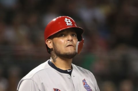 PHOENIX, AZ – JULY 03: Yadier Molina #4 of the St. Louis Cardinals at bat during the MLB game against the Arizona Diamondbacks at Chase Field on July 3, 2018 in Phoenix, Arizona. (Photo by Christian Petersen/Getty Images)