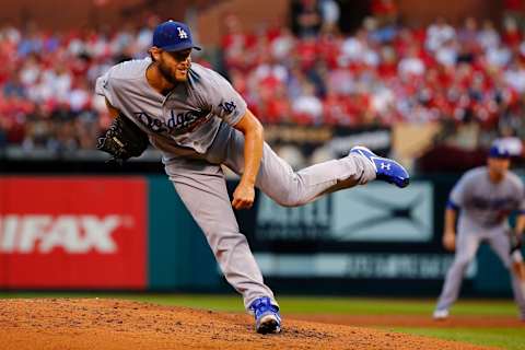 Clayton Kershaw facing the St. Louis Cardinals. (Photo by Dilip Vishwanat/Getty Images)