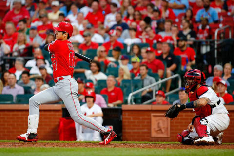 ST LOUIS, MO – JUNE 23: Shohei Ohtani #17 of the Los Angeles Angels of Anaheim bats against the St. Louis Cardinals in the sixth inning at Busch Stadium on June 23, 2019 in St. Louis, Missouri. (Photo by Dilip Vishwanat/Getty Images)