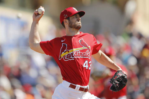 JUPITER, FLORIDA – FEBRUARY 22: Dakota Hudson #43 of the St. Louis Cardinals delivers a pitch against the New York Mets in the third inning of a Grapefruit League spring training game at Roger Dean Stadium on February 22, 2020 in Jupiter, Florida. (Photo by Michael Reaves/Getty Images)