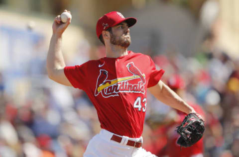 JUPITER, FLORIDA – FEBRUARY 22: Dakota Hudson #43 of the St. Louis Cardinals delivers a pitch against the New York Mets in the third inning of a Grapefruit League spring training game at Roger Dean Stadium on February 22, 2020 in Jupiter, Florida. (Photo by Michael Reaves/Getty Images)