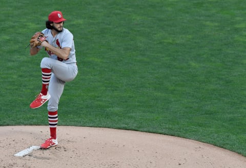 MINNEAPOLIS, MINNESOTA – JULY 29: Daniel Ponce de Leon #62 of the St. Louis Cardinals delivers a pitch against the Minnesota Twins during the first inning of the game at Target Field on July 29, 2020 in Minneapolis, Minnesota. (Photo by Hannah Foslien/Getty Images)