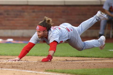 NEW YORK, NEW YORK – MAY 17: Brendan Donovan #33 of the St. Louis Cardinals scores on Paul Goldschmidt #46 RBI double in fourth inning against the New York Mets at Citi Field on May 17, 2022 in New York City. (Photo by Mike Stobe/Getty Images)