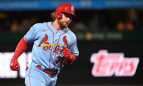 PITTSBURGH, PA – SEPTEMBER 10: Brendan Donovan #33 of the St. Louis Cardinals rounds the bases after hitting a solo home run in the fifth inning during the game against the Pittsburgh Pirates at PNC Park on September 10, 2022 in Pittsburgh, Pennsylvania. (Photo by Justin Berl/Getty Images)