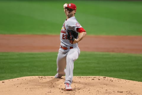 MILWAUKEE, WISCONSIN – SEPTEMBER 15: Jack Flaherty #22 of the St. Louis Cardinals pitches in the first inning against the Milwaukee Brewers at Miller Park on September 15, 2020 in Milwaukee, Wisconsin. (Photo by Dylan Buell/Getty Images)