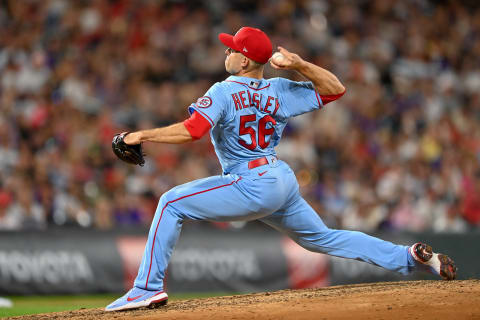 Ryan Helsey of the St. Louis Cardinals. (Photo by Dustin Bradford/Getty Images)