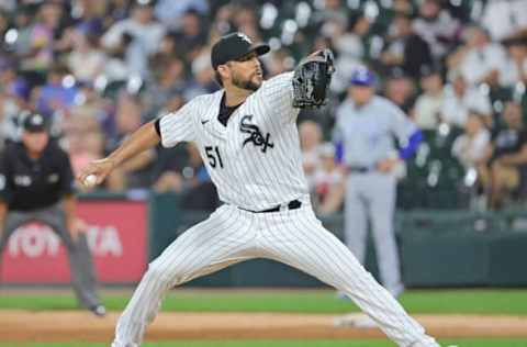 CHICAGO, ILLINOIS – AUGUST 03: Ryan Tepera #51 of the Chicago White Sox pitches against the Kansas City Royals at Guaranteed Rate Field on August 03, 2021 in Chicago, Illinois. The White Sox defeated the Royals 7-1. (Photo by Jonathan Daniel/Getty Images)