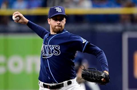 ST PETERSBURG, FLORIDA – AUGUST 16: Collin McHugh #31 of the Tampa Bay Rays throws a pitch during the first inning against the Baltimore Orioles at Tropicana Field on August 16, 2021 in St Petersburg, Florida. (Photo by Douglas P. DeFelice/Getty Images)