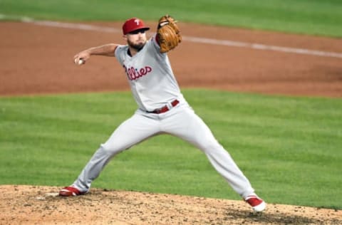 WASHINGTON, DC – AUGUST 31: Archie Bradley #23 of the Philadelphia Phillies pitches during a baseball game against the Washington Nationals at Nationals Park on August 31, 2021 in Washington, DC. (Photo by Mitchell Layton/Getty Images)