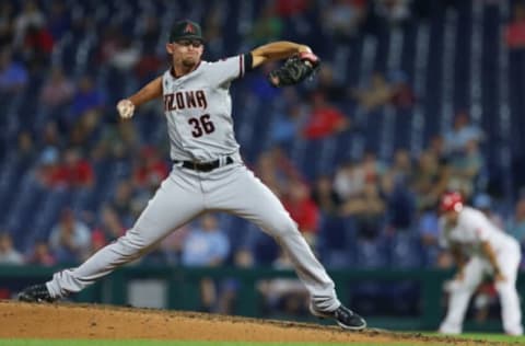 PHILADELPHIA, PA – AUGUST 27: Tyler Clippard #36 of the Arizona Diamondbacks in action against the Philadelphia Phillies during a game at Citizens Bank Park on August 27, 2021 in Philadelphia, Pennsylvania. (Photo by Rich Schultz/Getty Images)