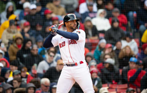 BOSTON, MA – MAY 7: Xander Bogaerts #2 of the Boston Red Sox stands at home plate during the third inning against the Chicago White Sox at Fenway Park on May 7, 2022 in Boston, Massachusetts. The White Sox won 3-1 in ten innings. (Photo by Richard T Gagnon/Getty Images)