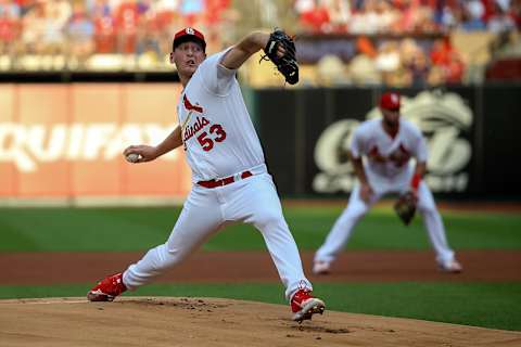 ST. LOUIS, MO – JUNE 24: Starter Andre Pallante #53 of the St. Louis Cardinals delivers during the first inning against the Chicago Cubs at Busch Stadium on June 24, 2022 in St. Louis, Missouri. (Photo by Scott Kane/Getty Images)