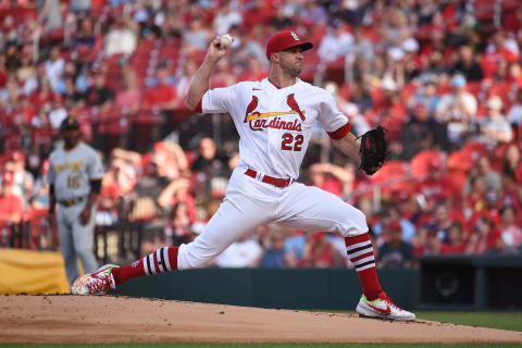 ST LOUIS, MO – JUNE 15: Jack Flaherty #22 of the St. Louis Cardinals pitches against the Pittsburgh Pirates at Busch Stadium on June 15, 2022 in St Louis, Missouri. (Photo by Joe Puetz/Getty Images)