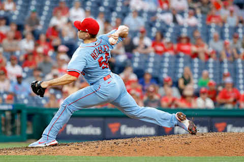 PHILADELPHIA, PENNSYLVANIA – JULY 02: Ryan Helsley #56 of the St. Louis Cardinals pitches during the ninth inning against the Philadelphia Phillies at Citizens Bank Park on July 02, 2022 in Philadelphia, Pennsylvania. (Photo by Tim Nwachukwu/Getty Images)