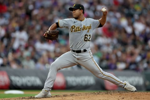 DENVER, COLORADO – JULY 15: Starting pitcher Jose Quintana #62 of the Pittsburgh Pirates throws against the Colorado Rockies in the fourth inning at Coors Field on July 15, 2022 in Denver, Colorado. (Photo by Matthew Stockman/Getty Images)